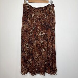 Vintage Broomstick Crinkle Maxi Skirt 14 Brown Boho Peasant Western Fairy Grunge